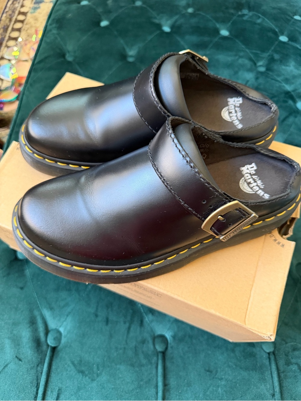 Dr Martens Archive Black Leather Platform Mules - Picture 10 of 11